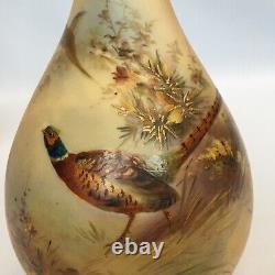 Antique Pair of George Grainger China Works Worcester Hand Painted Vases c. 1897