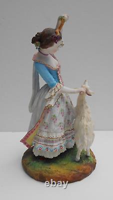 Antique Paris Porcelain Figures Lady With Goat Gentleman With Dog By Jean Gille