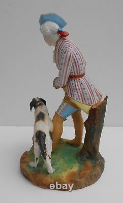 Antique Paris Porcelain Figures Lady With Goat Gentleman With Dog By Jean Gille