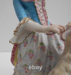 Antique Paris Porcelain Figures Lady With Goat Gentleman With Dog By Jean Gille