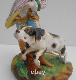 Antique Paris Porcelain Figures Lady With Goat Gentleman With Dog By Jean Gille