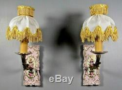 Antique Paris Porcelain Hand Painted Sevres Style French PAIR Wall Sconce Light