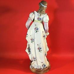 Antique Porcelain Bisque Woman Figurine Hand Painted Large 14 3/4 Colonial