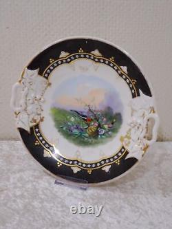 Antique Porcelain Ceremonial Plate Vintage around 1890 Hand Painted Birds Nest