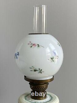 Antique Porcelain Figural P & A Mfg Co Oil Lamp Dresden Style Painted Globe GWTW