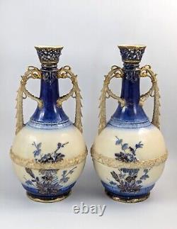 Antique Porcelain Hand Painted Vases by Ernst Wahliss, c. 1910