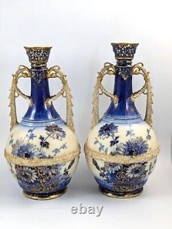 Antique Porcelain Hand Painted Vases by Ernst Wahliss, c. 1910