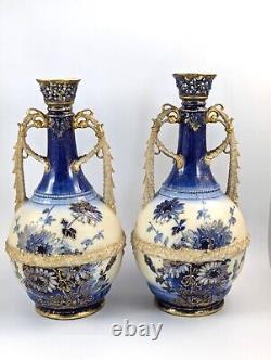 Antique Porcelain Hand Painted Vases by Ernst Wahliss, c. 1910