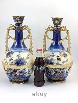 Antique Porcelain Hand Painted Vases by Ernst Wahliss, c. 1910