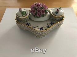 Antique Porcelain Hand-painted Herend Inkwell