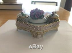 Antique Porcelain Hand-painted Herend Inkwell