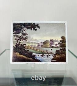 Antique Porcelain Plaque, Hand Painted Country Landscape Scene