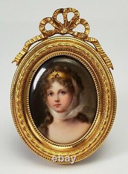 Antique Porcelain Plaque Miniature Hand-painted Portrait Queen Louise Of Prussia