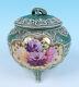 Antique Pre Nippon Hand Painted Roses & Moriage Cracker Biscuit Jar Porcelain