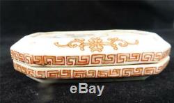 Antique Qing Chinese Famille Rose Porcelain Scholars Seal Paste Box Yinniye