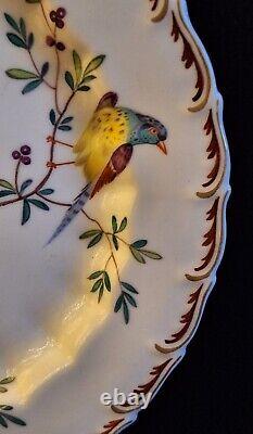 Antique RARE Chelsea Feather Moulded Hand Painted Rad Anchor Mark 1755 c
