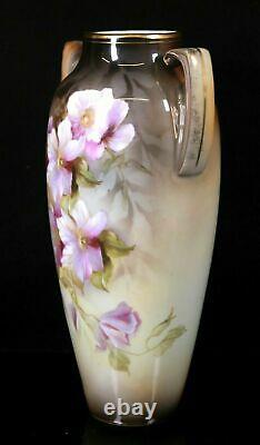 Antique RS Prussia Vase Hand Painted Flowers Art Nouveau Circa 1900