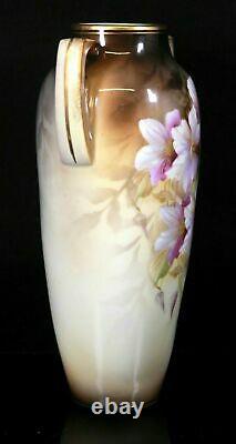 Antique RS Prussia Vase Hand Painted Flowers Art Nouveau Circa 1900