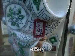 Antique Rare Chinese God Fine Porcelain Or Bone Famille Rose Statue Kangxi Mark