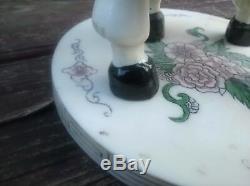 Antique Rare Chinese God Fine Porcelain Or Bone Famille Rose Statue Kangxi Mark