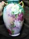 Antique Red Pink Yellow Roses Flowers Hand Painted Porcelain Vase 1939 French