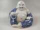 Antique Republic Chinese Blue White Porcelain Buddha Marked