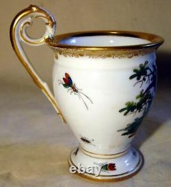 Antique Richard Klemm Porcelain Cup & Saucer Exotic Birds Insects Hand Painted a