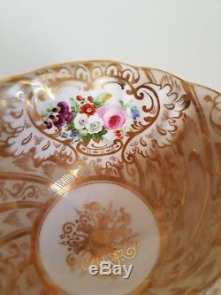 Antique Ridgway Porcelain Tea Trio Cup saucer hand painted floral & Gilt Rococo