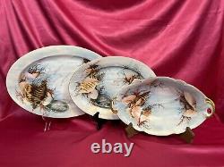 Antique Rosenthal R&C Hand Painted Plates Sea Conch Shell Ocean Motif Platters