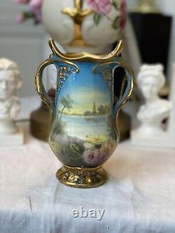 Antique Royal Bonn Germany Hand Painted Portrait Vase Artist Signed 1756