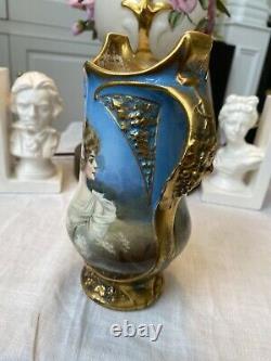 Antique Royal Bonn Germany Hand Painted Portrait Vase Artist Signed 1756