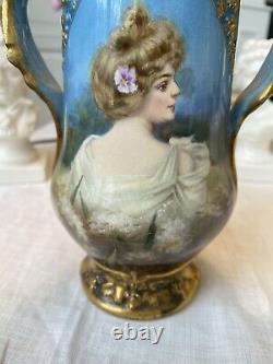 Antique Royal Bonn Germany Hand Painted Portrait Vase Artist Signed 1756