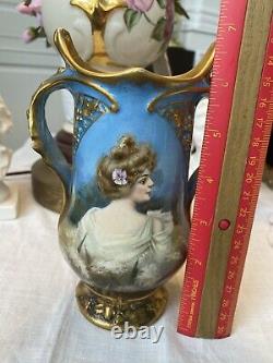 Antique Royal Bonn Germany Hand Painted Portrait Vase Artist Signed 1756