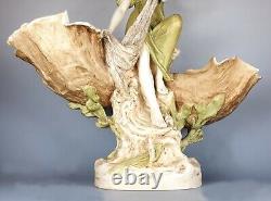 Antique Royal Dux Porcelain Beautiful Fisher Girl Shell Figure #1091 c. 1920