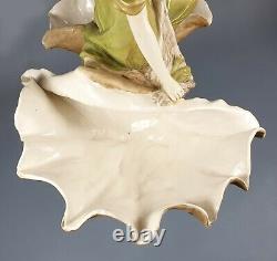 Antique Royal Dux Porcelain Beautiful Fisher Girl Shell Figure #1091 c. 1920