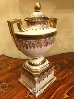 Antique Royal Vienna Austria 3 Porcelain Urn / Vases Handpainted Hunt Scene