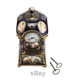 Antique Royal Vienna Hand Painted Porcelain & Bronze Mantel Clock, 19th Century