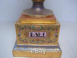 Antique Royal Vienna Porcelain Ornately Hand Painted Urn & Plinth Signed Meyer