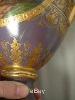 Antique Royal Vienna Porcelain Ornately Hand Painted Urn & Plinth Signed Meyer