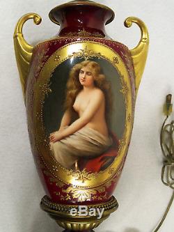 Antique Royal Vienna Style Hand-painted Porcelain Lamp Signed Wagner 1900