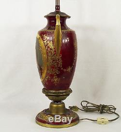 Antique Royal Vienna Style Hand-painted Porcelain Lamp Signed Wagner 1900