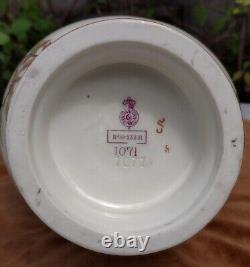Antique Royal Worcester Ivory Porcelain Vase & Cover Reticulated Dragon Handles