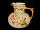 Antique Royal Worcester Porcelain Pitcher, Hand Painted Flowers, Circa 1889,1376