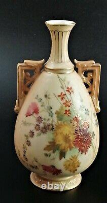 Antique Royal Worcester hand painted twin handled vase