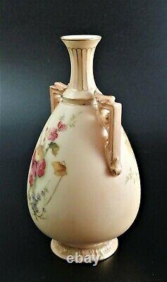 Antique Royal Worcester hand painted twin handled vase