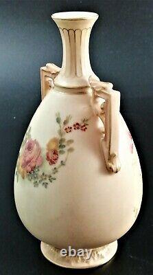 Antique Royal Worcester hand painted twin handled vase