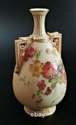 Antique Royal Worcester hand painted twin handled vase