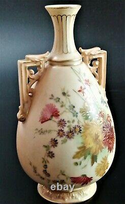 Antique Royal Worcester hand painted twin handled vase