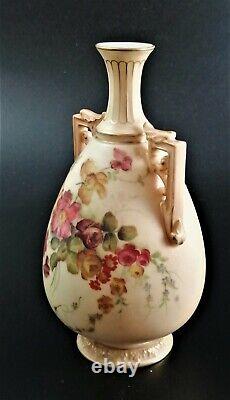 Antique Royal Worcester hand painted twin handled vase