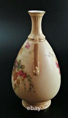 Antique Royal Worcester hand painted twin handled vase